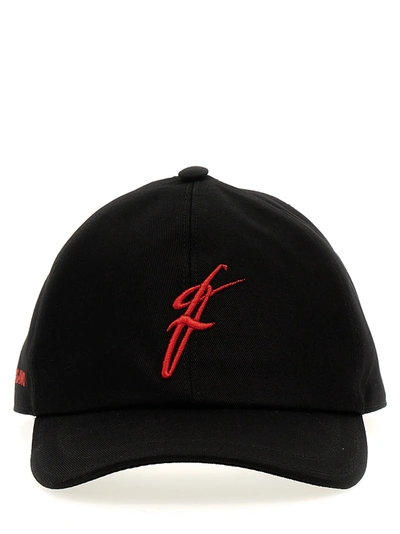 Ferragamo Logo Embroidery Cap In Black