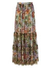 Etro Floral-print Tiered Silk Skirt
