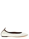 Lanvin Round Toe Ballerina Shoes With Leather Sole In White