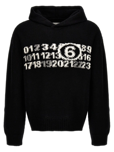 Mm6 Maison Margiela Numeric Signature Sweater, Cardigans White/black