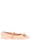 Ferragamo Zina Leather Bow Mary Jane Ballerina Flats