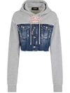 DSQUARED2 DSQUARED2 PANELLED CROP HOODIE