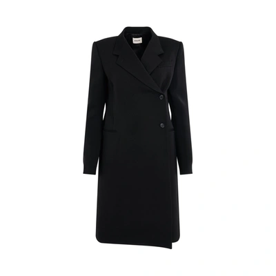 Khaite Kento Wool Blend Long Coat In Black