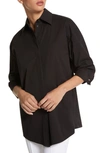Michael Kors Organic Stretch Cotton Poplin Shirt In Black