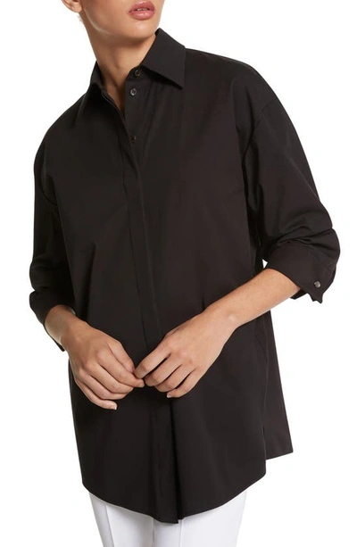 Michael Kors Organic Stretch Cotton Poplin Shirt In Black