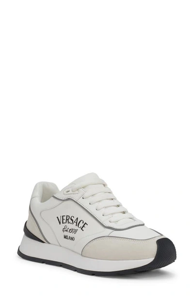 Versace Women's Lace Up Low Top Sneakers In White