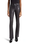 L Agence Ruth Coated High Waist Raw Hem Straight Leg Jeans In Greystone Coated