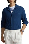 Polo Ralph Lauren Cotton Mesh Indigo Dyed Button Down Camp Shirt In Medium Indigo