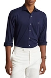 Polo Ralph Lauren Cotton Jersey Button Down Shirt In Cruise Navy