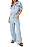 FREE PEOPLE TOUCH THE SKY LONG SLEEVE DENIM JUMPSUIT