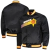 Mitchell & Ness Men's  Black Phoenix Suns Hardwood Classics Throwback Wordmark Raglan Full-snap Jacke In Black