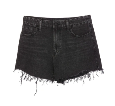 Alexander Wang Bite Shorts In Black Denim In Grey