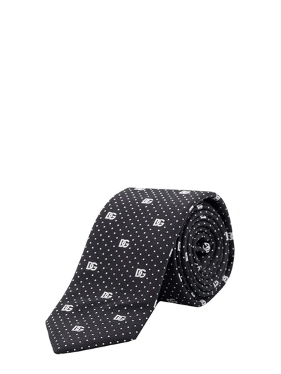 Dolce & Gabbana Polka-dot Silk Tie In Black