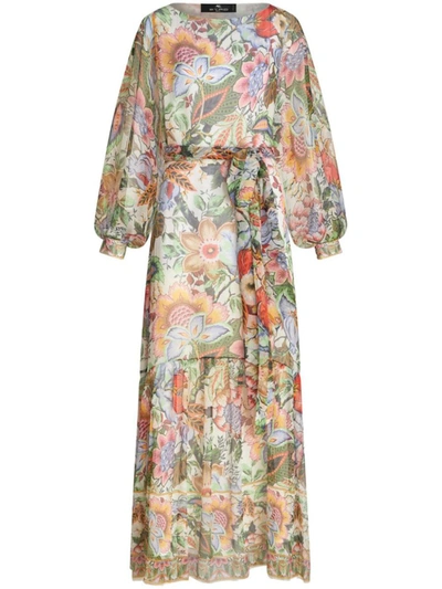 Etro Floral-print Silk Dress In Multicolour