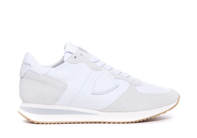 Philippe Model Trpx L Sneakers In White Suede And Fabric