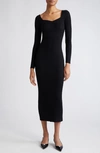 ADAM LIPPES FLORENTINE LONG SLEEVE SILK & CASHMERE RIB SWEATER DRESS