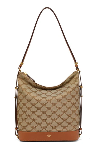 Mcm Himmel Hobo In Lauretos Jacquard In Brown