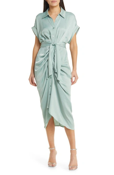 Steve Madden Women's Tori Tie-front Midi Shirtdress In Mint | ModeSens