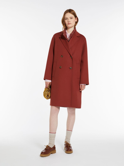 Max Mara Double-breasted Wool Coat In Rust