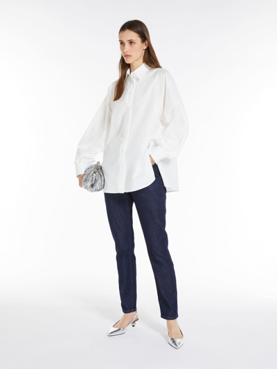 Max Mara Striped Cotton Shirt In Optical White