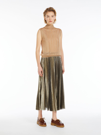 Max Mara Viscose And Lurex Knit Top In Gold