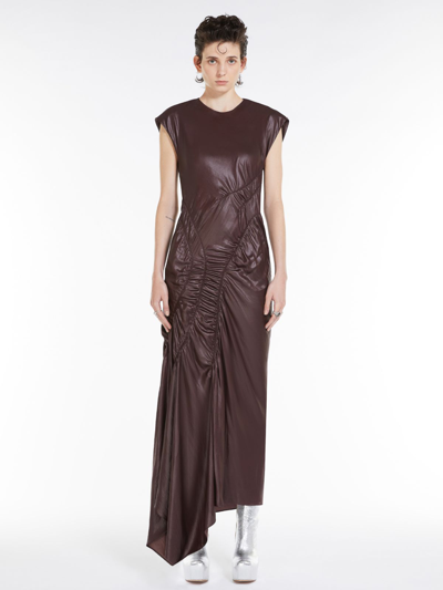 Max Mara Gathered Sleeveless Dress In Dark Bown