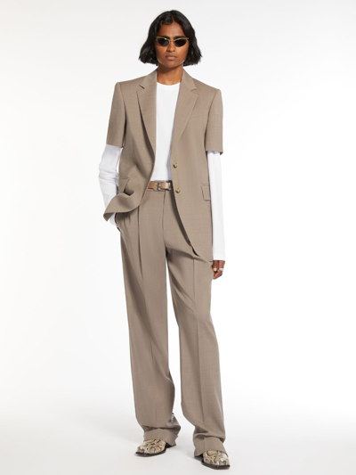 Max Mara Low-rise Stretch Wool Trousers In Neutral