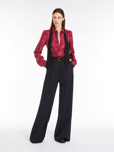 Max Mara Printed Silk Twill Shirt In Bordeaux