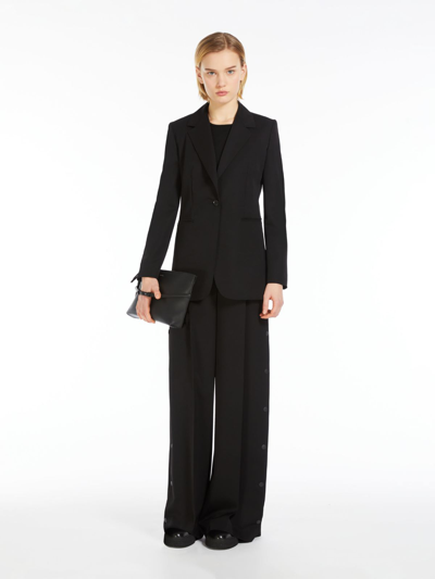 Max Mara Wool And Mohair Wide-leg Trousers In Black