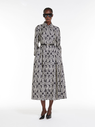 Max Mara Printed Silk Shirt Dress In Black