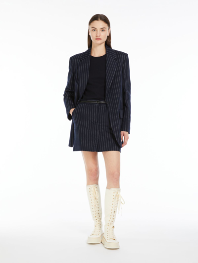 Max Mara Pinstriped Jersey Mini Skirt In Ultramarine