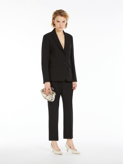 Max Mara Stretch Viscose Canvas Blazer In Black