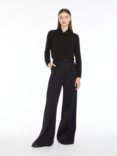 Max Mara Silk Charmeuse Shirt In Black