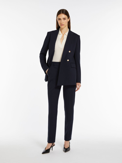 Max Mara Double-breasted Jersey Jacket In Navy
