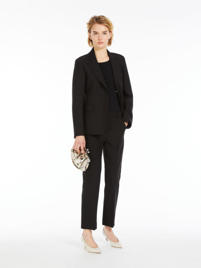 Max Mara Straight-fit Viscose Canvas Trousers In Black