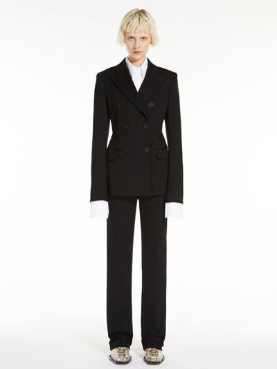 Max Mara Double-breasted Blazer In Jersey In Black