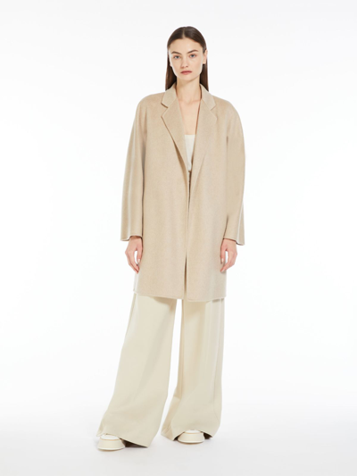 Max Mara Short Cashmere Wrap Coat In Beige
