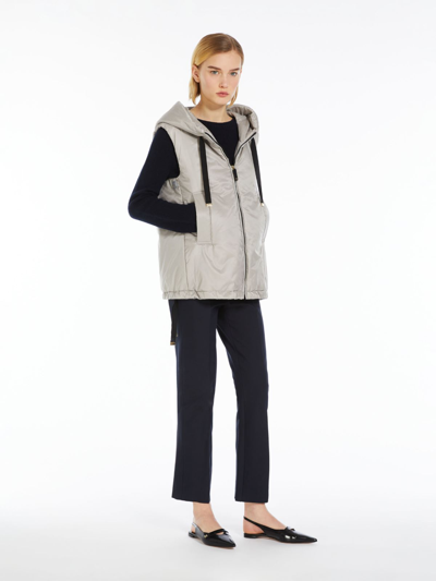 Max Mara Water-resistant Technical Canvas Gilet In Light Grey
