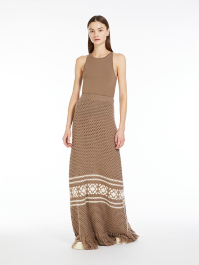 Max Mara Halter Neck Top In Vanisé Wool In Mud