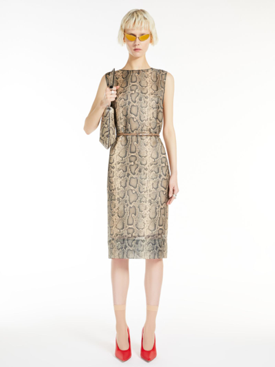 Max Mara Python-print Organza Dress In Beige