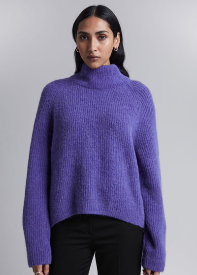 Other Stories Knitted Mock Neck Sweater In Purple