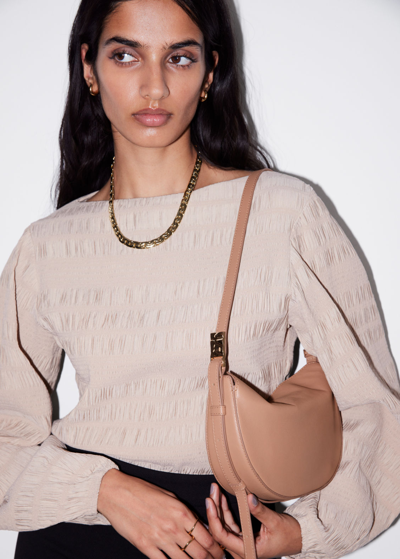 Other Stories Small Leather Shoulder Bag In Beige