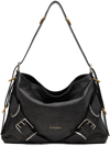 Givenchy Medium Voyou Buckle Shoulder Bag In Tumbled Leather In Black