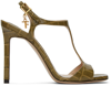 TOM FORD KHAKI GLOSSY HEELED SANDALS