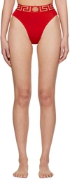 Versace Greca Border High-waisted Briefs In A1203 Red