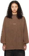 WE11 DONE BROWN FADED LONG SLEEVE T-SHIRT