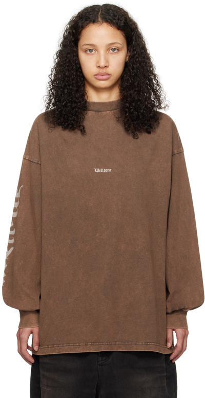 We11 Done Brown Faded Long Sleeve T-shirt