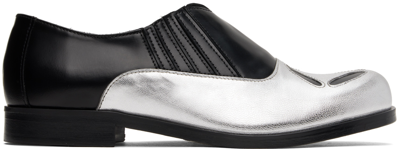 Stefan Cooke 4 Slashed Leather Loafers In Silver