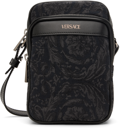 Versace Black Barocco Athena Bag In Black Black Ruthenium (black)