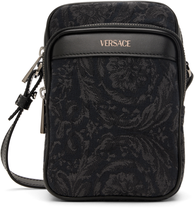 Versace Barocco Athena Crossbody Bag In Black-ruthenium